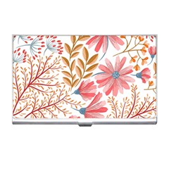 Red Flower Seamless Floral Flora Business Card Holder by Cemarart