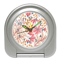 Red Flower Seamless Floral Flora Travel Alarm Clock by Cemarart