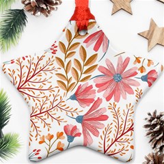 Red Flower Seamless Floral Flora Star Ornament (two Sides) by Cemarart