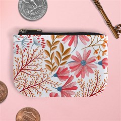 Red Flower Seamless Floral Flora Mini Coin Purse