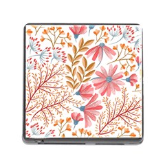 Red Flower Seamless Floral Flora Memory Card Reader (square 5 Slot)