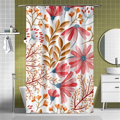 Red Flower Seamless Floral Flora Shower Curtain 48  X 72  (small) 