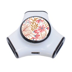 Red Flower Seamless Floral Flora 3-port Usb Hub by Cemarart