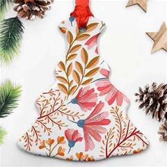 Red Flower Seamless Floral Flora Ornament (christmas Tree) 