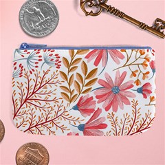 Red Flower Seamless Floral Flora Large Coin Purse by Cemarart