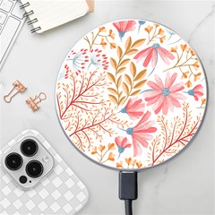 Red Flower Seamless Floral Flora Wireless Fast Charger(white) by Cemarart