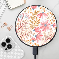 Red Flower Seamless Floral Flora Wireless Fast Charger(black) by Cemarart