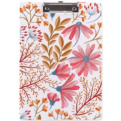 Red Flower Seamless Floral Flora A4 Acrylic Clipboard by Cemarart