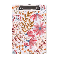 Red Flower Seamless Floral Flora A5 Acrylic Clipboard by Cemarart