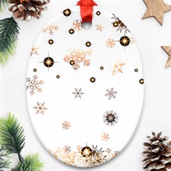 Golden-snowflake Oval Ornament (two Sides)