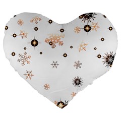 Golden-snowflake Large 19  Premium Heart Shape Cushions by saad11