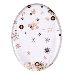 Golden-snowflake Oval Glass Fridge Magnet (4 Pack) by saad11