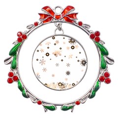 Golden-snowflake Metal X mas Wreath Ribbon Ornament