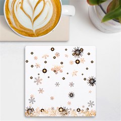 Golden-snowflake Uv Print Square Tile Coaster  by saad11