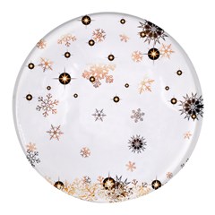 Golden-snowflake Round Glass Fridge Magnet (4 Pack) by saad11