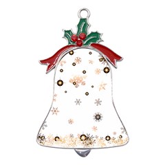 Golden-snowflake Metal Holly Leaf Bell Ornament