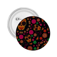 Skull Colorful Floral Flower Head 2 25  Buttons by Cemarart