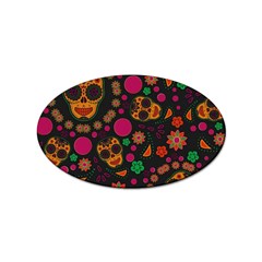 Skull Colorful Floral Flower Head Sticker (oval) by Cemarart