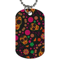 Skull Colorful Floral Flower Head Dog Tag (one Side) by Cemarart