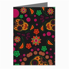 Skull Colorful Floral Flower Head Greeting Card by Cemarart