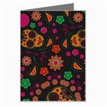 Skull Colorful Floral Flower Head Greeting Card Left