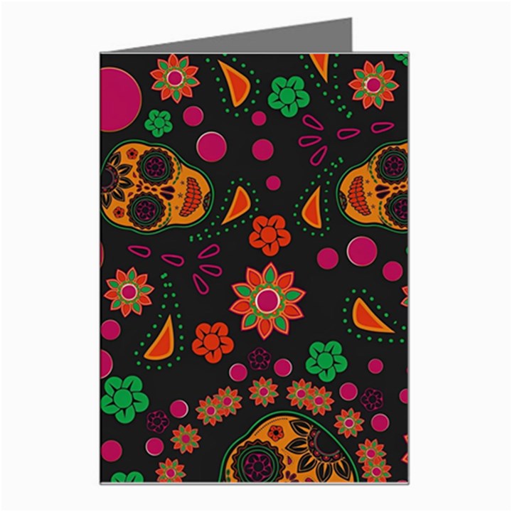 Skull Colorful Floral Flower Head Greeting Card