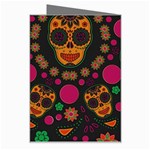 Skull Colorful Floral Flower Head Greeting Card Right