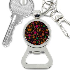 Skull Colorful Floral Flower Head Bottle Opener Key Chain by Cemarart