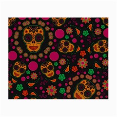 Skull Colorful Floral Flower Head Small Glasses Cloth (2 Sides) by Cemarart