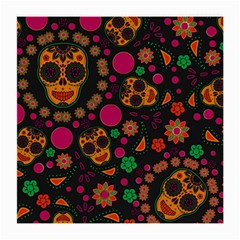 Skull Colorful Floral Flower Head Medium Glasses Cloth by Cemarart