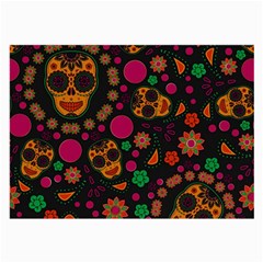 Skull Colorful Floral Flower Head Large Glasses Cloth by Cemarart