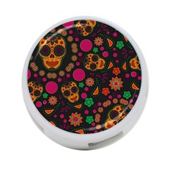 Skull Colorful Floral Flower Head 4-port Usb Hub (two Sides) by Cemarart