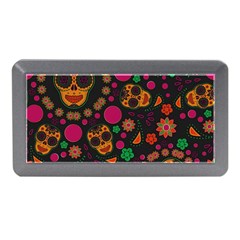 Skull Colorful Floral Flower Head Memory Card Reader (mini) by Cemarart