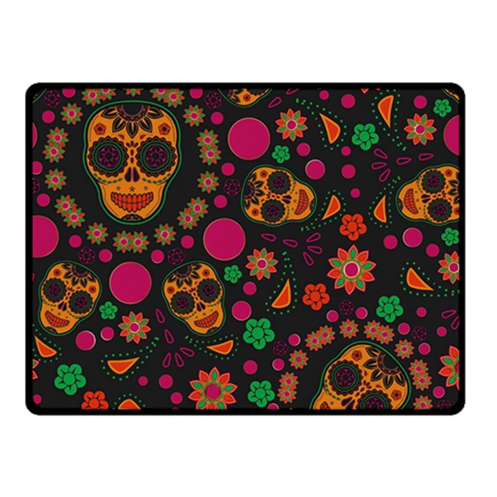 Skull Colorful Floral Flower Head Two Sides Fleece Blanket (Small)