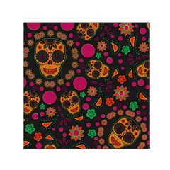 Skull Colorful Floral Flower Head Square Satin Scarf (30  X 30 ) by Cemarart