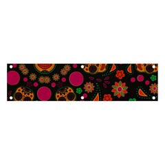 Skull Colorful Floral Flower Head Banner And Sign 4  X 1  by Cemarart