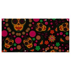 Skull Colorful Floral Flower Head Banner And Sign 8  X 4  by Cemarart