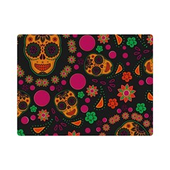 Skull Colorful Floral Flower Head Premium Plush Fleece Blanket (mini) by Cemarart