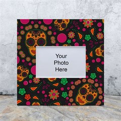 Skull Colorful Floral Flower Head White Box Photo Frame 4  X 6  by Cemarart