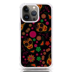 Skull Colorful Floral Flower Head Iphone 13 Pro Tpu Uv Print Case by Cemarart