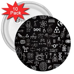 Doodle Art Chemistry Art 3  Buttons (10 Pack)  by Cemarart