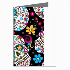 Sugar Skull Black Olorful Flower Greeting Card by Cemarart