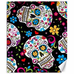 Sugar Skull Black Olorful Flower Canvas 20  X 24  by Cemarart