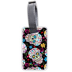 Sugar Skull Black Olorful Flower Luggage Tag (one Side) by Cemarart