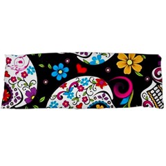 Sugar Skull Black Olorful Flower Body Pillow Case (dakimakura) by Cemarart