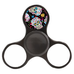 Sugar Skull Black Olorful Flower Finger Spinner by Cemarart