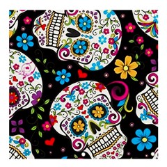 Sugar Skull Black Olorful Flower Banner And Sign 4  X 4  by Cemarart