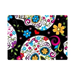 Sugar Skull Black Olorful Flower Premium Plush Fleece Blanket (mini) by Cemarart