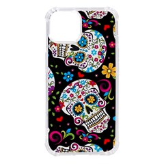 Sugar Skull Black Olorful Flower Iphone 14 Tpu Uv Print Case by Cemarart