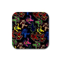 Dead Head Deadhead Grateful Dead Rubber Square Coaster (4 Pack) by Cemarart